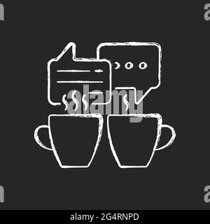 Socializing chalk white icon on dark background Stock Vector