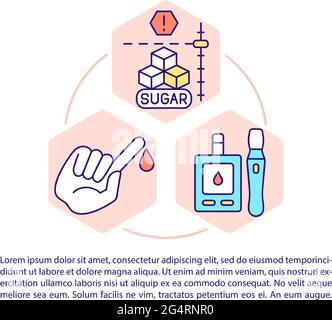 Diabetes concept line icons with text Stock Vector