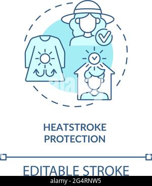 Heatstroke protection concept icon. Summer beach safety abstract idea thin line illustration. Heat-related illnesses prevention. Vector isolated outli Stock Vector