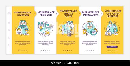 Market place choice parameters onboarding vector template Stock Vector