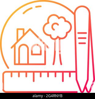 Creating miniatures gradient linear vector icon. Building dolls house. Miniature model making. Handmade furniture. Thin line color symbols. Modern sty Stock Vector