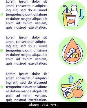 Cutting down on sugar tips concept line icons with text Stock Vector