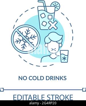 No cold drinks concept icon. Heatstroke prevention abstract idea thin line illustration. Stomach cramps risk reducing. Rehydration process. Vector iso Stock Vector