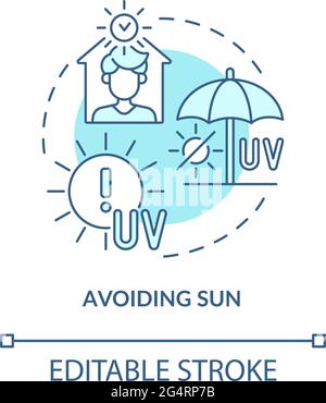 Avoiding sun concept icon. Heat exhaustion risk reducing abstract idea thin line illustration. Heatstroke prevention. Warm season safety. Vector isola Stock Vector