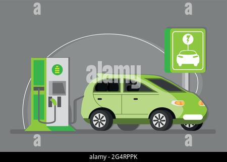 electric charging car Stock Vector