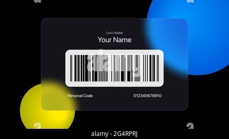 Glass Banking Card. Isolated Template for Card Holder with Spot for Your Name, Barcode, and Personal Code. Vector illustration Stock Vector