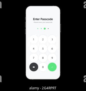 Smartphone Passcode User Interface. Enter 4 digits code. Simple White ...