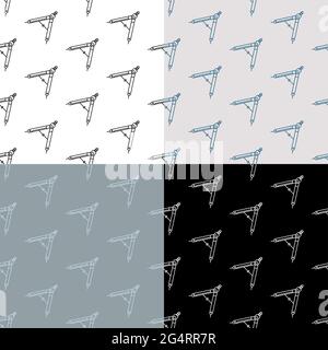 set of seamless patterns with drawing compass, divider. Ornament for decoration and printing on fabric. Design element. Vector Stock Vector