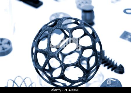 Abstract object printed by 3d printer close-up. Stock Photo