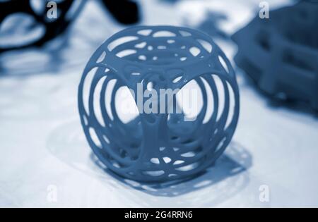Abstract object printed by 3d printer close-up. Stock Photo