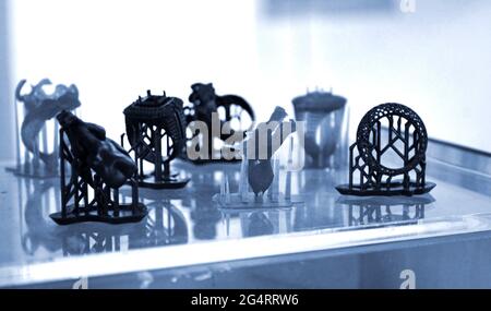 Objects photopolymer printed on a 3d printer. Stock Photo