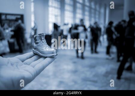 Object in the form of a boot printed on a 3d printer and covered with enamel Stock Photo