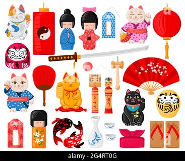 Set Cute Icons Kawaii Style Japanese Traditional Toy Kokeshi Doll Stock  Vector by ©frenta 378474912