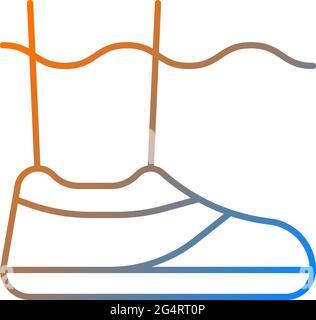 Water shoes gradient linear vector icon. Walking in wet, rocky environments. Protecting feet from sharp objects. Thin line color symbols. Modern style Stock Vector