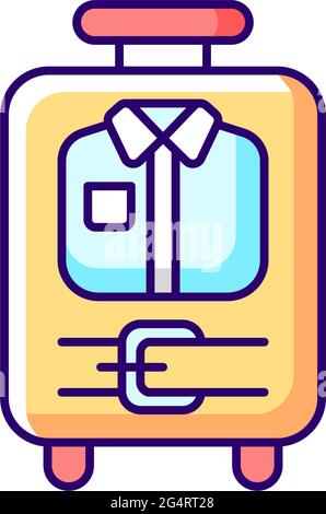 Open suitcase with clothing RGB color icon Stock Vector