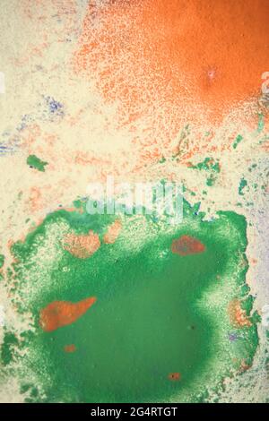 multicolored paint stains, drips, splashes, mixing Stock Photo