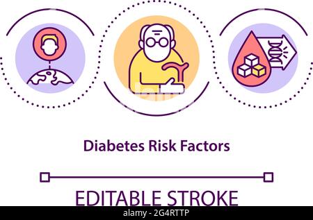 Diabetes risk factors concept icon Stock Vector