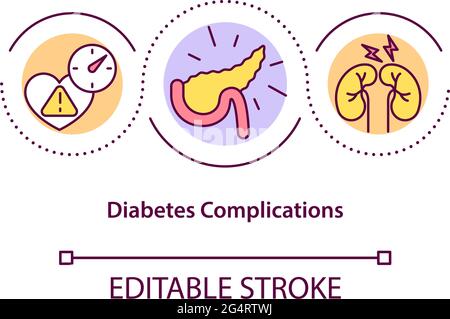 Diabetes complications concept icon Stock Vector