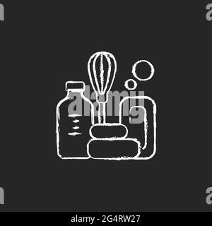 DIY soap chalk white icon on dark background Stock Vector