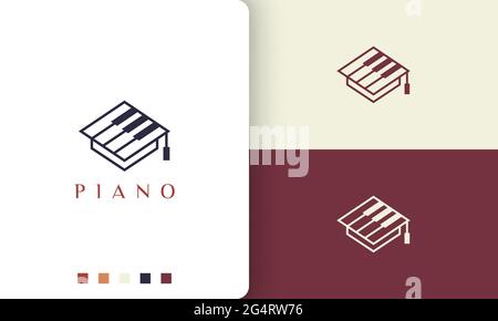 simple and modern piano school academy logo or icon Stock Vector