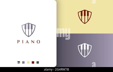 shield piano logo or icon in a simple and modern style Stock Vector