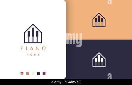 simple and modern piano home logo or icon Stock Vector