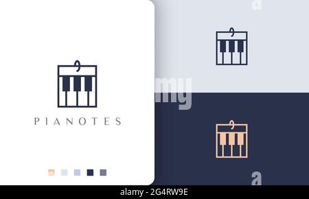 simple and modern piano note logo or icon Stock Vector
