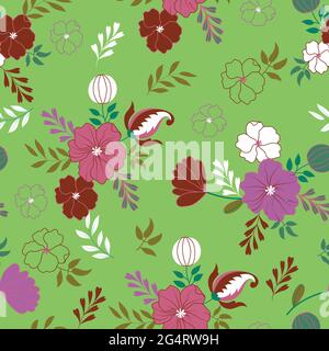 Colorful floral vector seamless pattern for wallpaper, textile, surface, fashion, background, tile, home decor, furnishing etc. Stock Vector