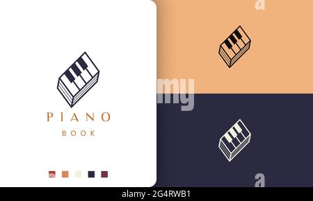 simple and modern piano book logo or icon Stock Vector