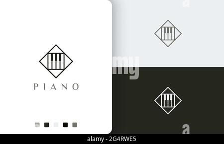 simple and modern piano course logo or icon Stock Vector