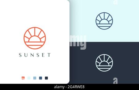 sun or sea logo with simple and modern circle shape Stock Vector