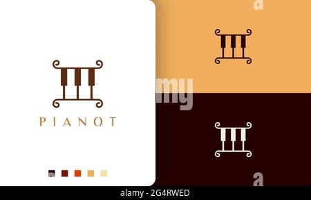 simple and modern piano composer logo or icon Stock Vector