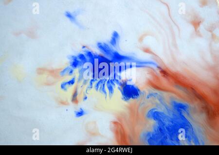 blurred spreads abstract lines of white, brown, blue colors Stock Photo