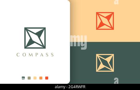 navigation or adventure logo vector design with simple and unique compass shape Stock Vector
