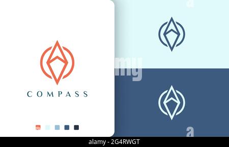trip or adventure logo vector design with simple and modern compass circle shape Stock Vector