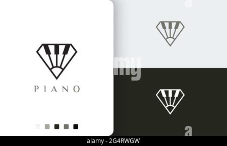 simple and modern piano logo or icon in diamond shape Stock Vector