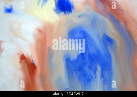 blurred spreads abstract lines of white, brown, blue colors Stock Photo