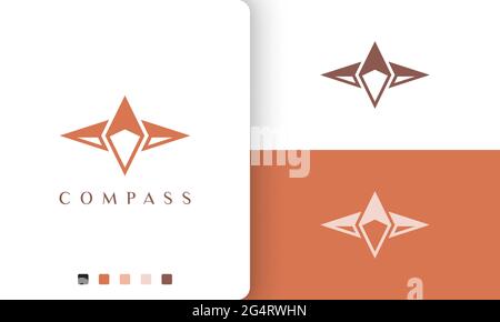 travel or adventure logo vector design with simple and unique compass shape Stock Vector