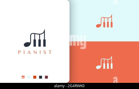 simple and modern logo or icon for piano app Stock Vector