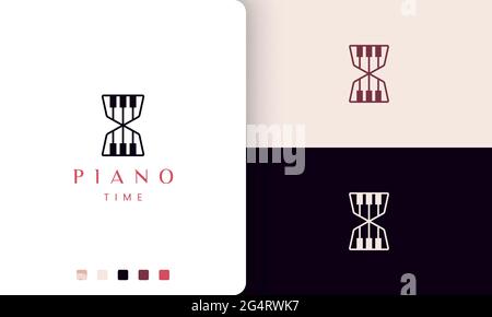 simple and modern piano time logo or icon Stock Vector