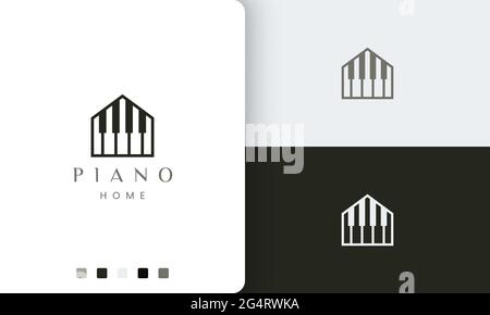 simple and modern piano house logo or icon for the community Stock Vector