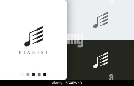 simple and modern piano player logo or icon Stock Vector