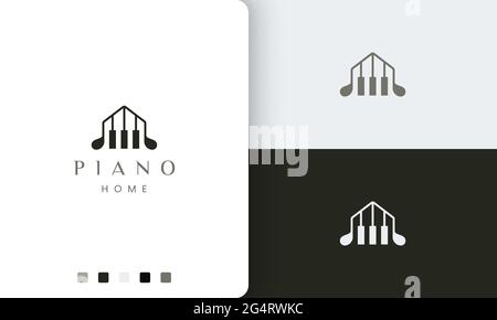 simple and modern piano house logo or icon Stock Vector