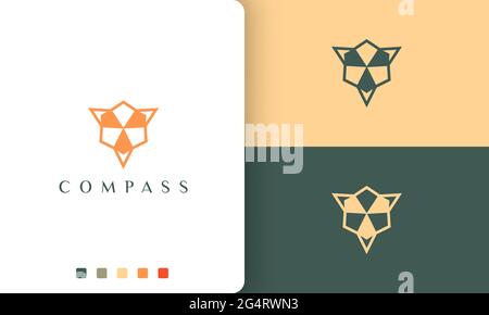 travel or navigation logo vector design with simple and modern compass shape Stock Vector