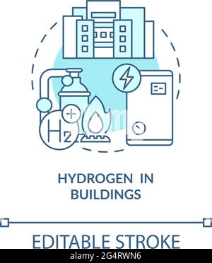 Hydrogen in buildings concept icon Stock Vector
