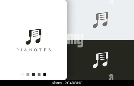 simple and modern piano note logo or icon Stock Vector