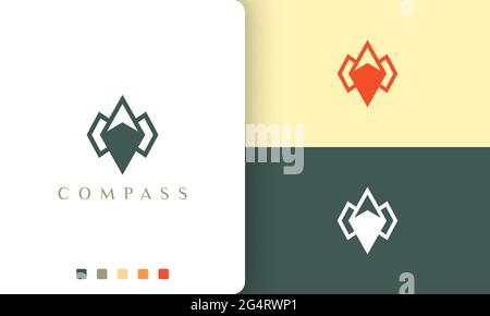 travel or navigation logo vector design with simple and modern compass shape Stock Vector