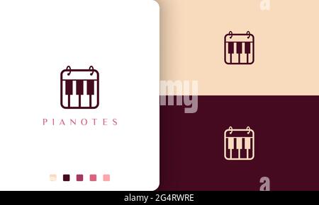 simple and modern piano note logo or icon Stock Vector