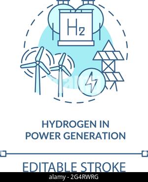 Hydrogen in power generation concept icon Stock Vector
