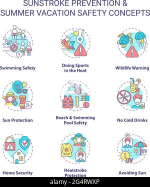 Heatstroke prevention linear icons set Stock Vector Image & Art - Alamy